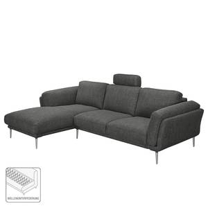 Ecksofa Ellscott Microfaser Dunkelgrau - Longchair davorstehend links