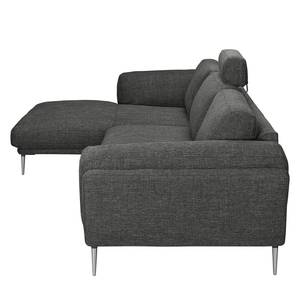 Ecksofa Ellscott Microfaser Dunkelgrau - Longchair davorstehend links