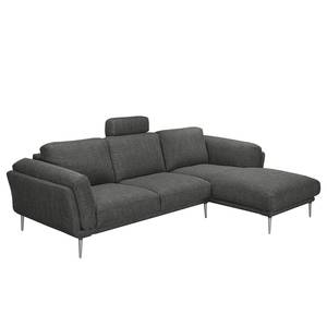 Ecksofa Ellscott Microfaser Dunkelgrau - Longchair davorstehend rechts