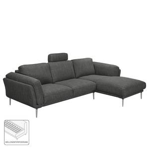 Ecksofa Ellscott Microfaser Dunkelgrau - Longchair davorstehend rechts