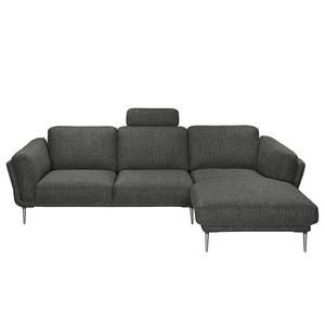 Ecksofa Ellscott Microfaser Dunkelgrau - Longchair davorstehend rechts