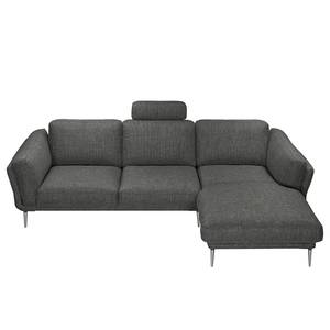 Ecksofa Ellscott Microfaser Dunkelgrau - Longchair davorstehend rechts