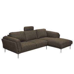 Ecksofa Ellscott Microfaser Braun - Longchair davorstehend rechts