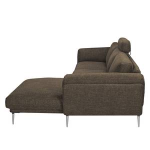 Ecksofa Ellscott Microfaser Braun - Longchair davorstehend rechts