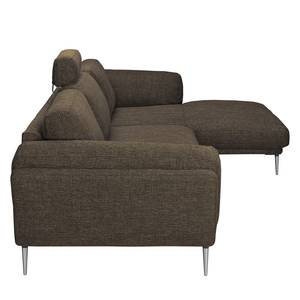 Ecksofa Ellscott Microfaser Braun - Longchair davorstehend rechts