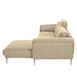 Hoekbank Ellscott microvezels Warm beige - Longchair vooraanzicht rechts