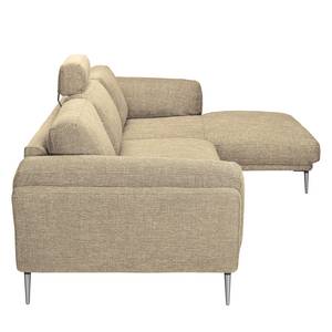 Hoekbank Ellscott microvezels Warm beige - Longchair vooraanzicht rechts