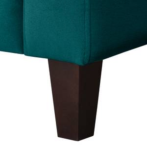 Canapé d'angle Elnora Velours - Turquoise - Méridienne longue à gauche (vue de face) - Avec repose-pieds