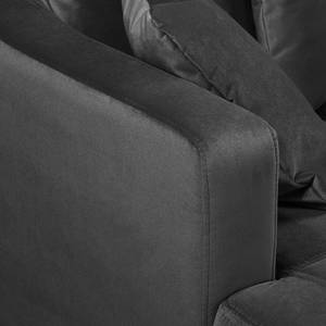 Canapé d'angle Elnora Velours - Anthracite - Méridienne longue à gauche (vue de face) - Sans repose-pieds