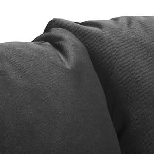 Canapé d'angle Elnora Velours - Anthracite - Méridienne longue à gauche (vue de face) - Sans repose-pieds