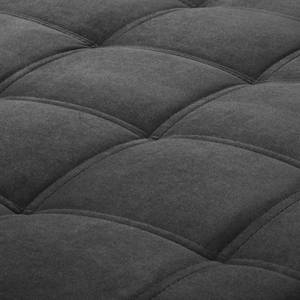 Canapé d'angle Elnora Velours - Anthracite - Méridienne longue à droite (vue de face) - Avec repose-pieds
