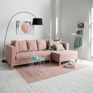 Ecksofa Eloise Webstoff Mauve - Ottomane davorstehend rechts