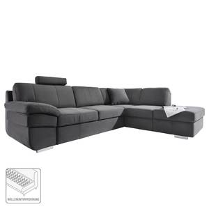 Ecksofa Eltham (mit Schlaffunktion) Microvelour - Anthrazit - Longchair davorstehend rechts