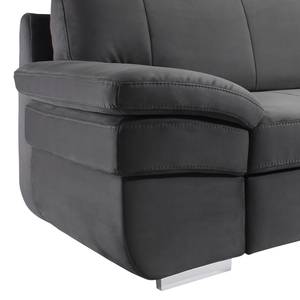 Ecksofa Eltham (mit Schlaffunktion) Microvelour - Anthrazit - Longchair davorstehend rechts