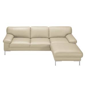 Ecksofa Parlin Echtleder Beige - Longchair davorstehend rechts - Ohne Kopfstütze