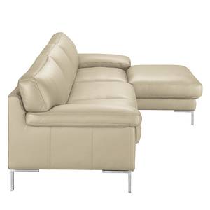 Ecksofa Parlin Echtleder Beige - Longchair davorstehend rechts - Ohne Kopfstütze