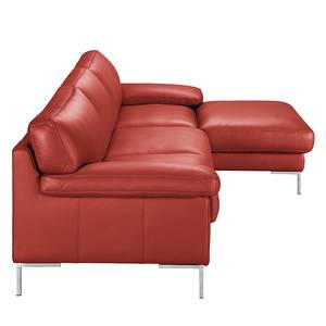Canapé d'angle Parlin Cuir véritable - Rouge - Méridienne courte à droite (vue de face) - Sans appui-tête