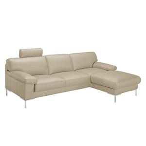 Ecksofa Parlin Kunstleder Beige - Longchair davorstehend rechts - Mit Kopfstütze