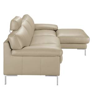 Ecksofa Parlin Kunstleder Beige - Longchair davorstehend rechts - Mit Kopfstütze