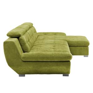 Ecksofa Estoi Microfaser - Pistaziengrün - Longchair davorstehend rechts - Armlehne verstellbar