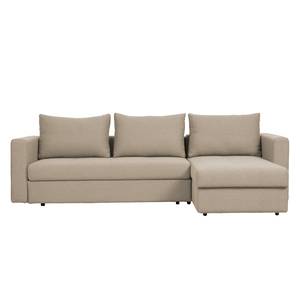 Ecksofa Estrala (mit Schlaffunktion) Webstoff - Stoff Zahira: Beige-Grau - Longchair davorstehend rechts