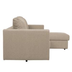 Ecksofa Estrala (mit Schlaffunktion) Webstoff - Stoff Zahira: Beige-Grau - Longchair davorstehend rechts