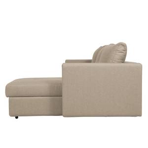 Ecksofa Estrala (mit Schlaffunktion) Webstoff - Stoff Zahira: Beige-Grau - Longchair davorstehend rechts