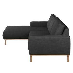 Ecksofa Eva I Webstoff Webstoff - Anthrazit - Longchair davorstehend links - Beige - Eiche