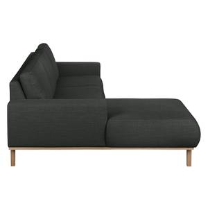 Hoekbank Eva I geweven stof - Antraciet - Longchair vooraanzicht links - Beige - Eik