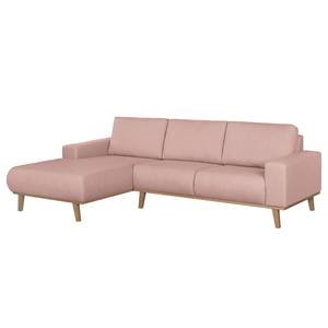 Hoekbank Eva I geweven stof - Mauve - Longchair vooraanzicht links - Beige - Eik