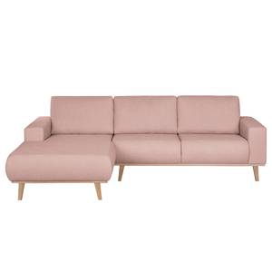 Hoekbank Eva I geweven stof longchair vooraanzicht links - Mauve - Longchair vooraanzicht links - Beige - Eik