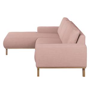 Hoekbank Eva I geweven stof - Mauve - Longchair vooraanzicht links - Beige - Eik