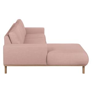 Hoekbank Eva I geweven stof - Mauve - Longchair vooraanzicht links - Beige - Eik