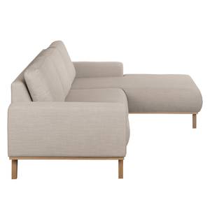 Ecksofa Eva I Webstoff Lichtgrau - Longchair davorstehend rechts - Beige - Eiche