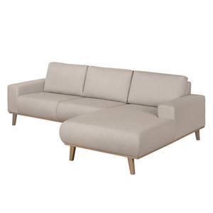 Ecksofa Eva I Webstoff Lichtgrau - Longchair davorstehend rechts - Beige - Eiche