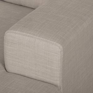 Ecksofa Eva I Webstoff Lichtgrau - Longchair davorstehend rechts - Beige - Eiche