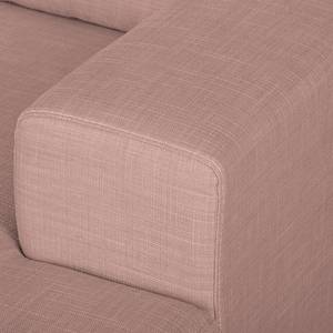 Ecksofa Eva I Webstoff Mauve - Longchair davorstehend rechts - Beige - Eiche