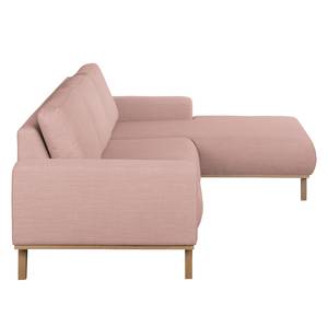 Ecksofa Eva I Webstoff Mauve - Longchair davorstehend rechts - Beige - Eiche