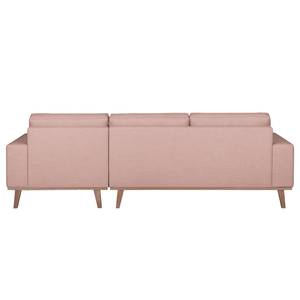 Ecksofa Eva I Webstoff Mauve - Longchair davorstehend rechts - Beige - Eiche