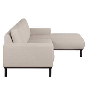 Ecksofa Eva I Webstoff Webstoff - Lichtgrau - Longchair davorstehend rechts - Braun - Eiche