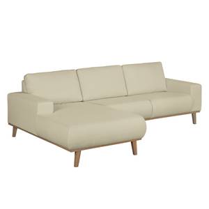 Hoekbank Eva II geweven stof - Kasjmier - Longchair vooraanzicht links - Beige - Eik