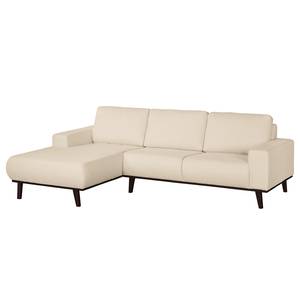 Ecksofa Eva II Webstoff Webstoff - Creme - Longchair davorstehend links - Braun - Eiche