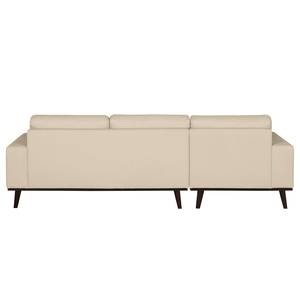 Ecksofa Eva II Webstoff Creme - Longchair davorstehend links - Braun - Eiche