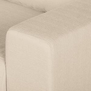 Ecksofa Eva II Webstoff Webstoff - Creme - Longchair davorstehend links - Braun - Eiche