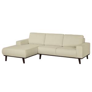 Ecksofa Eva II Webstoff Kaschmir - Longchair davorstehend links - Braun - Eiche