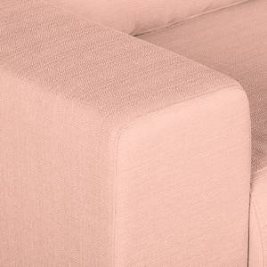 Canapé d'angle Eva II Tissu - Couleur pastel abricot - Méridienne courte à droite (vue de face) - Beige - Chêne