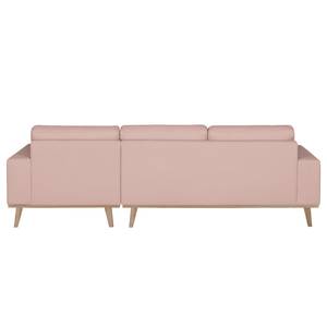 Hoekbank Eva II geweven stof - Mauve - Longchair vooraanzicht rechts - Beige - Eik