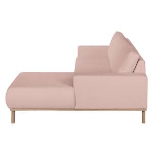 Ecksofa Eva II Webstoff Mauve - Longchair davorstehend rechts - Beige - Eiche