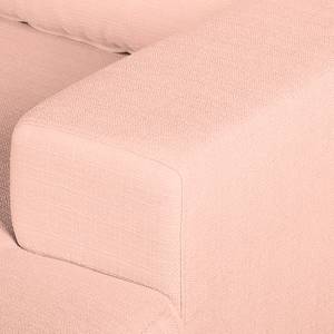 Ecksofa Eva II Webstoff Pastellapricot - Longchair davorstehend rechts - Braun - Eiche