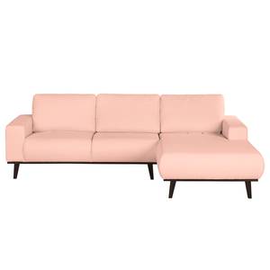 Ecksofa Eva II Webstoff Pastellapricot - Longchair davorstehend rechts - Braun - Eiche